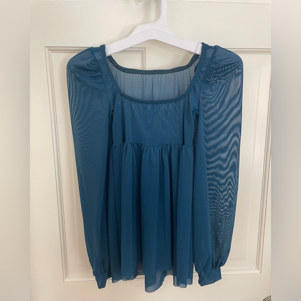 Teal Sheer Kelle Babydoll pullover dance costume